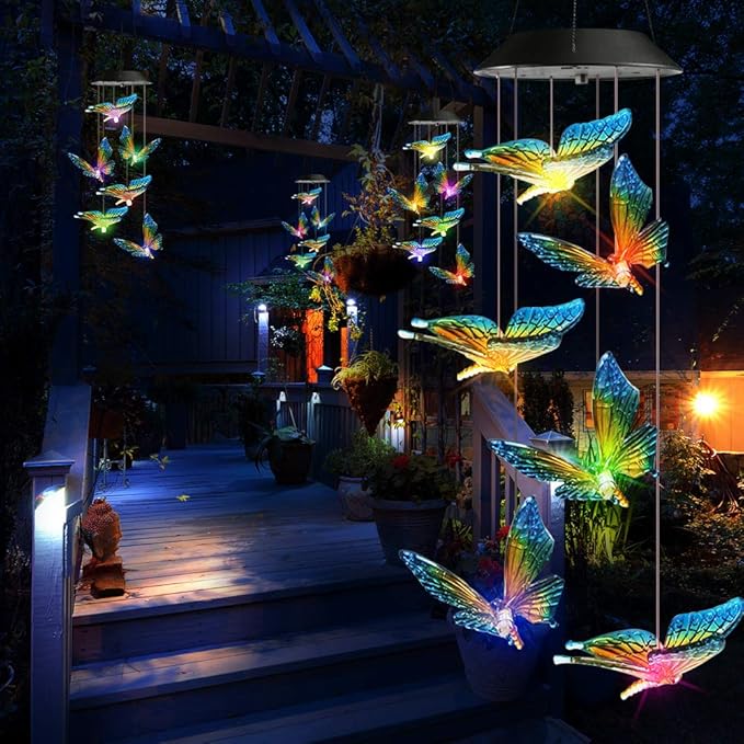 Toodour Solar Wind Chime, Color Changing Wind Chimes Butterfly, LED Decorative - Image 6