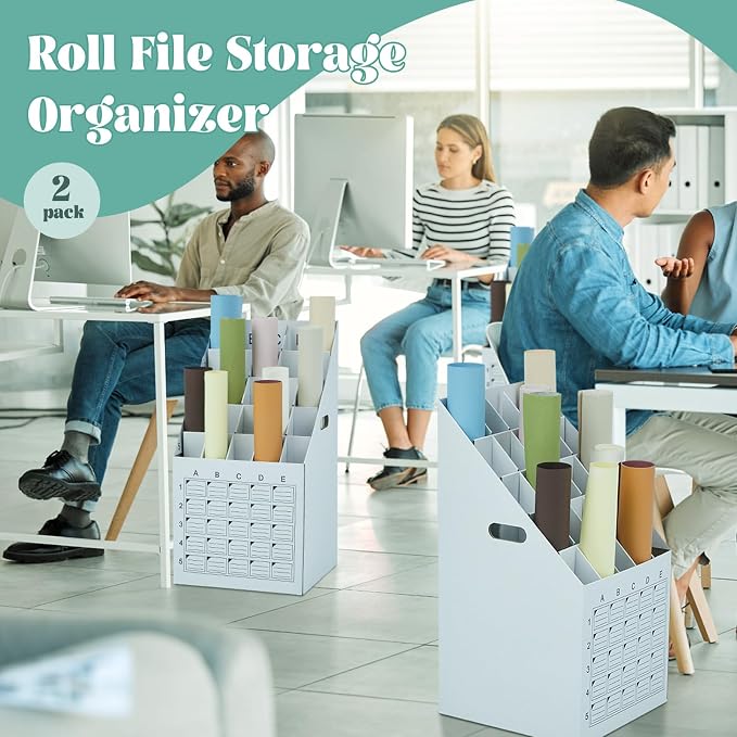 Menkxi 2 Pack 25 Slot Roll File Holder Vertical Blueprint Storage Organizer - Image 6