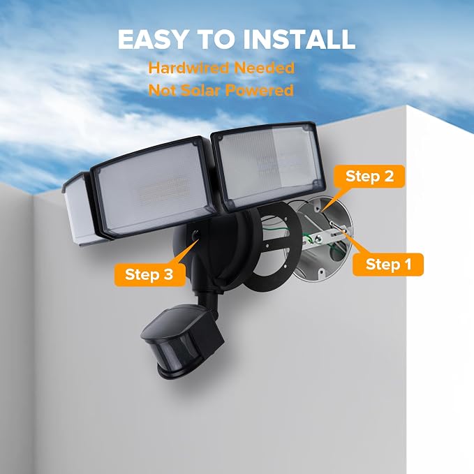 UME 2 Pack 5500LM LED Security Lights Motion Sensor Light Outdoor, 5000K - Image 7
