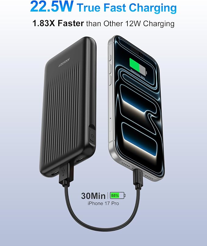 2-Pack Portable Charger, 10000mAh 22.5W Compact USB C Power Bank Fast Charging - Image 2