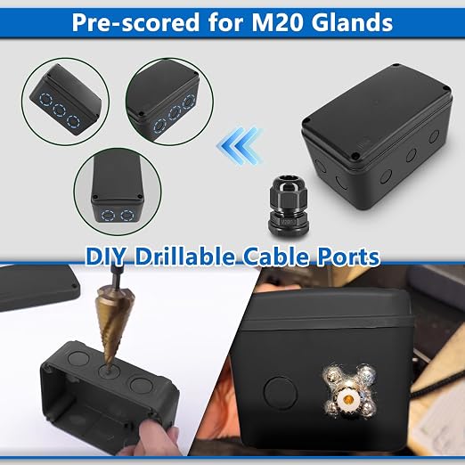 Nineleaf Black Waterproof Outdoor Electrical Box, 1PK Plastic Junction Box - Image 5