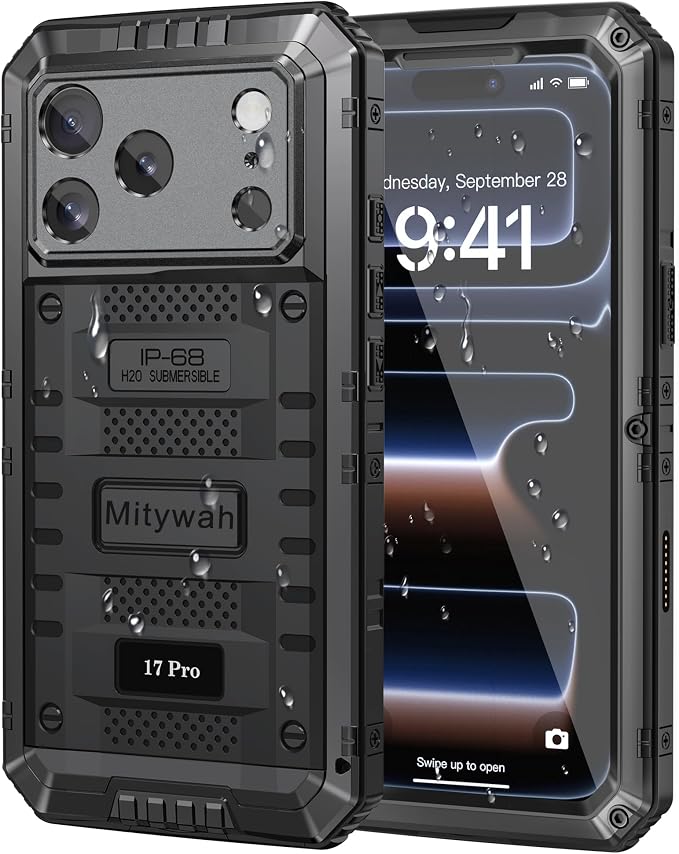Mitywah Waterproof Case for iPhone 17 Pro, Rugged Metal Case by Mitywah