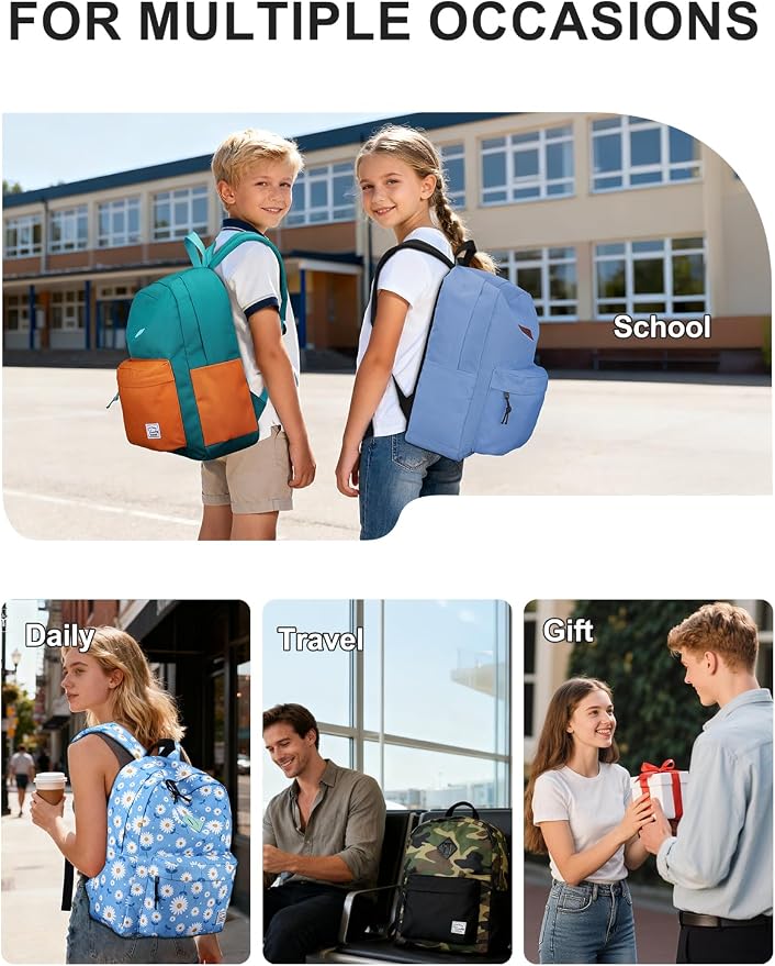 VASCHY Backpack for School, Lightweight Water Resistant Bookbag Casual Daypack - Image 7