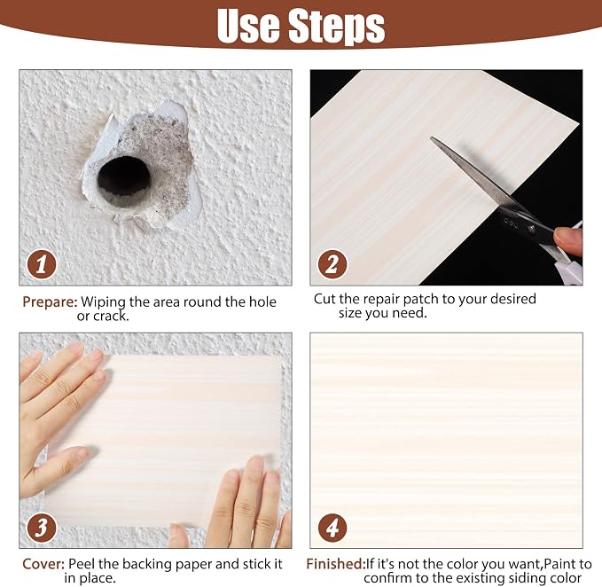 Mudder Vinyl Siding Repair Kit 6 x 8 Inch Vinyl Siding Patch Self Adhesive PVC - Image 5