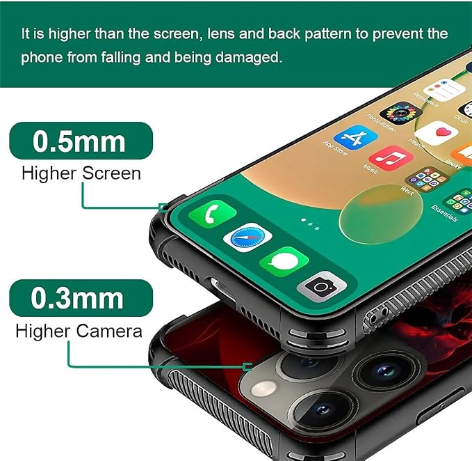 for iPhone 13 Pro Max Case, Gestures Funny Skull Pattern Graphic Design Girl - Image 3