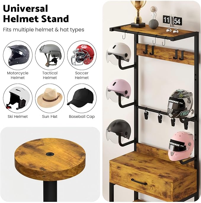 Kikihouse Freestanding Floor Mounted Helmet & Gear Storage Rack, Adjustable - Image 5