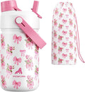 12 oz Insulated Girls Water Bottle: Spill-Proof, Stainless Steel Cup by POWCAN