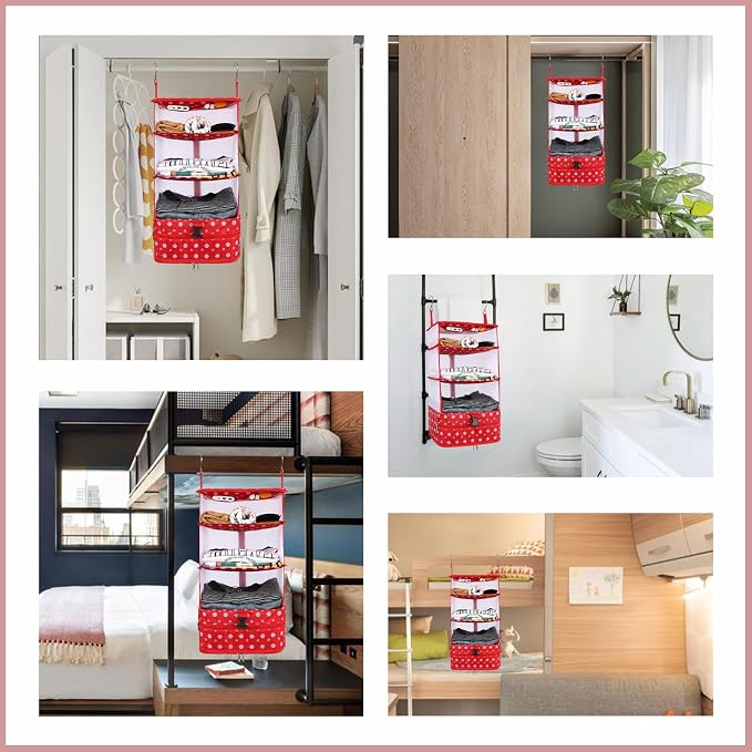 Surblue Hanging Closet Storage Bag Collapsible 3-Shelf Washable Oxford Fabric - Image 7