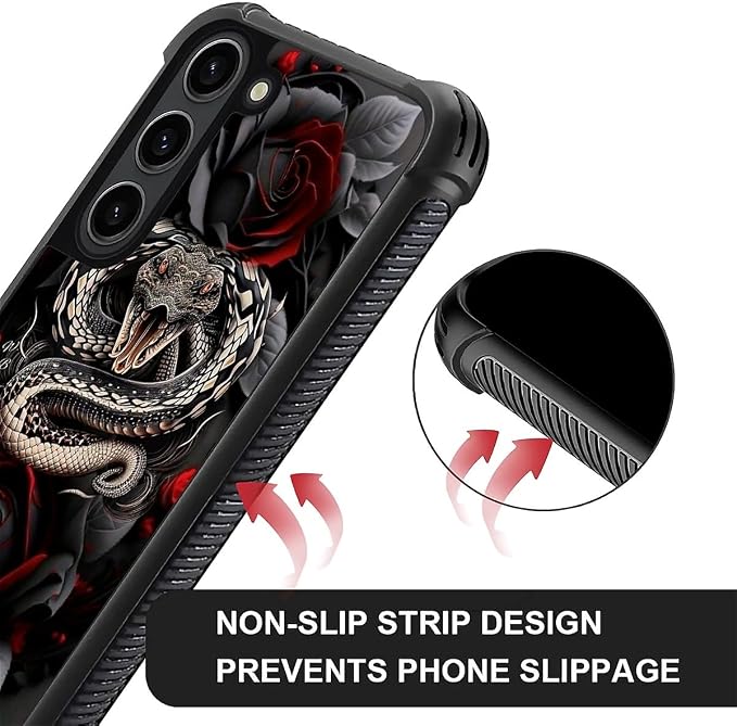 for Samsung Galaxy S23 Case, Entwined Rose Snake Pattern Graphic Design Girl - Image 4