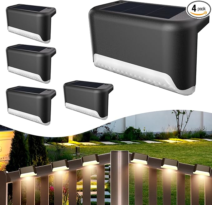 BKBB PPBB Solar Deck Lights Outdoor, Waterproof LED Solar Lights by Unknown
