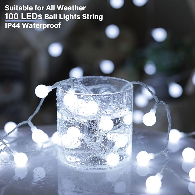 Minetom 33 Feet 100 Led Globe Ball String Lights, Fairy String Lights Plug in - Image 3