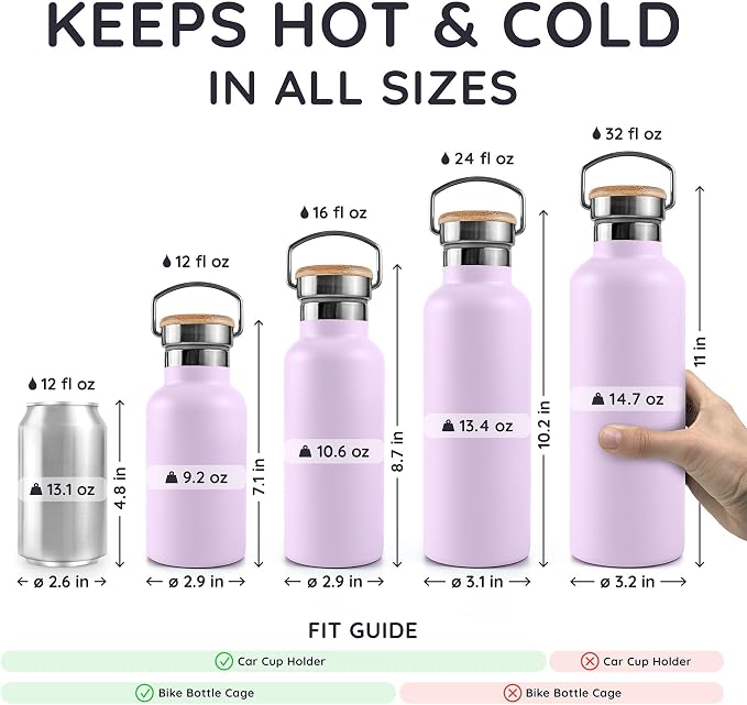 Bambaw Insulated Water Bottle 32 oz, Leak-Proof Water Bottle Stainless Steel - Image 5