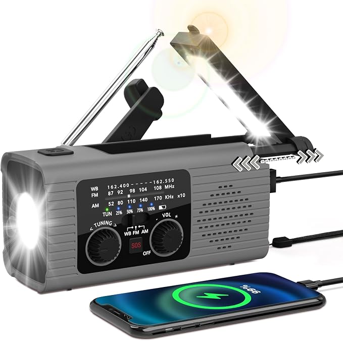 NITIGO Emergency Radio 4000mAh Solar Hand Crank AM/FM/NOAA Portable Weather by Nitigo