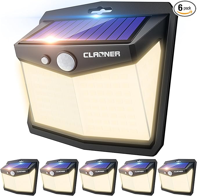 CLAONER Solar Lights Outdoor, Solar Motion Sensor Lights 3 Working Modes by Claoner