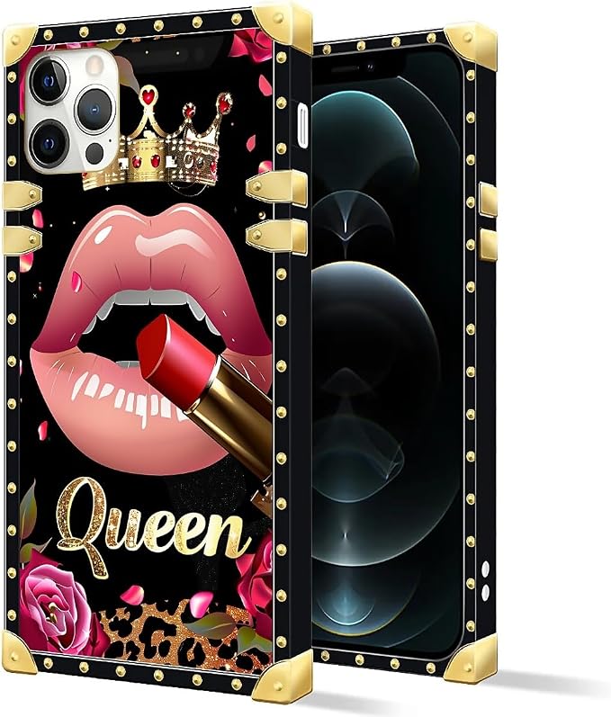 Compatible with iPhone 11 Pro Max Case, Glitter Red Rose Queen Leopard Lipstick - Image 2