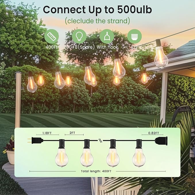 Outdoor String Lights 400FT Patio Lights - Image 3