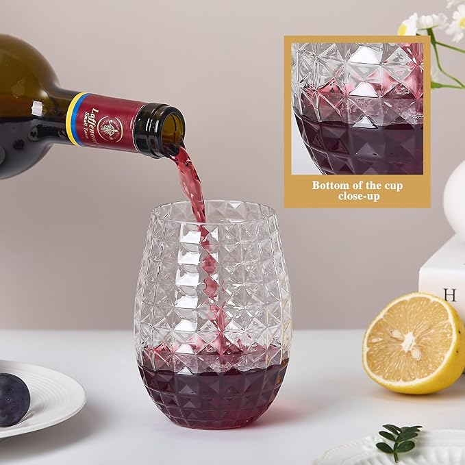 Lueumxc 20 Pack Plastic Wine Glasses, 16Oz Disposable Wine Glasses Unbreakable - Image 7