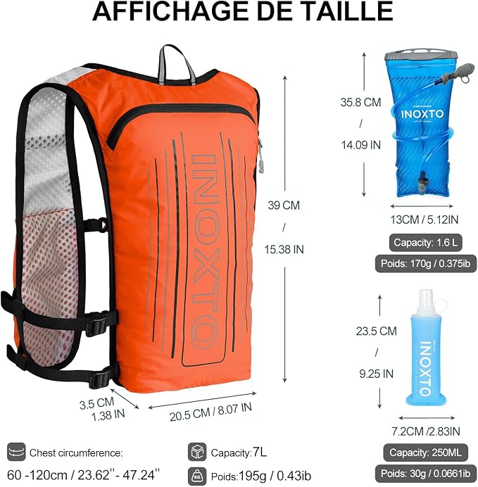 INOXTO Running Hydration Vest Backpack, Lightweight Insulated Pack - Image 4