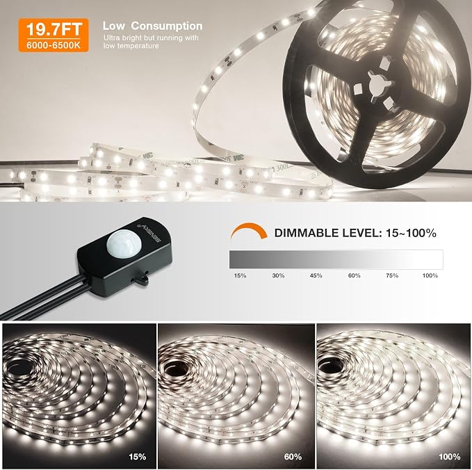 Sensky 19.7ft/6m Motion Activated LED Strip Light Kit - Image 3