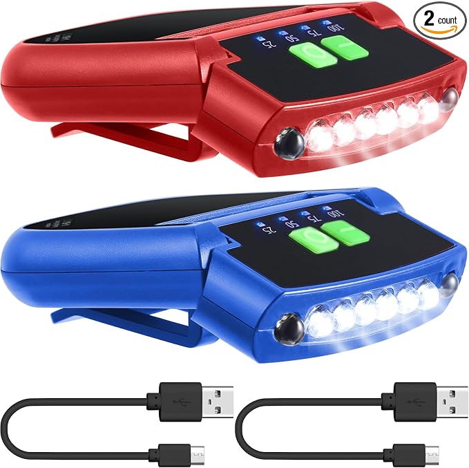Mudder LED Clip on Cap Lights USB Rechargeable Cap Flashlight Clip Waterproof by Mudder