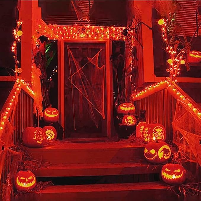 JMEXSUSS 4 Pack Solar Halloween Lights, Total 400 LED 132 FT Orange Solar - Image 8