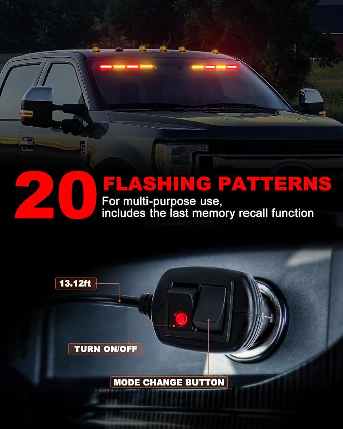 HLauto 6Z4J Emergency Dash Strobe Lights: 2x16.8 inch Red Amber Safety Lights - Image 4