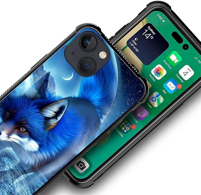 for iPhone 14 Plus Case, Snowy Mountain Fox Lake Pattern Graphic Design Girl - Image 5