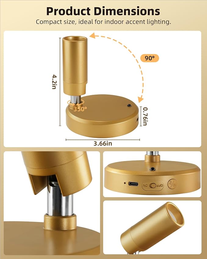 EZVALO LED Spotlight Indoor, 5500mAh Rechargeable Battery-Powered Picture Lights - Image 5