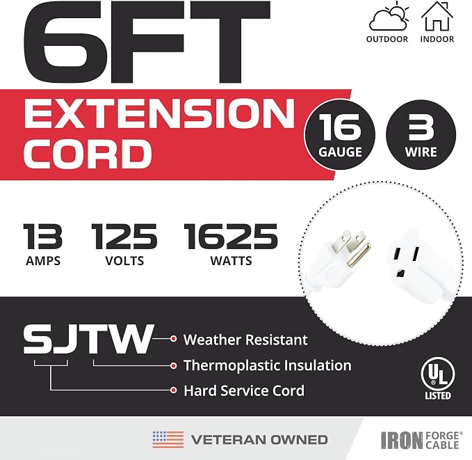 Iron Forge Cable Weatherproof 6 Ft Outdoor Extension Cord - Image 2