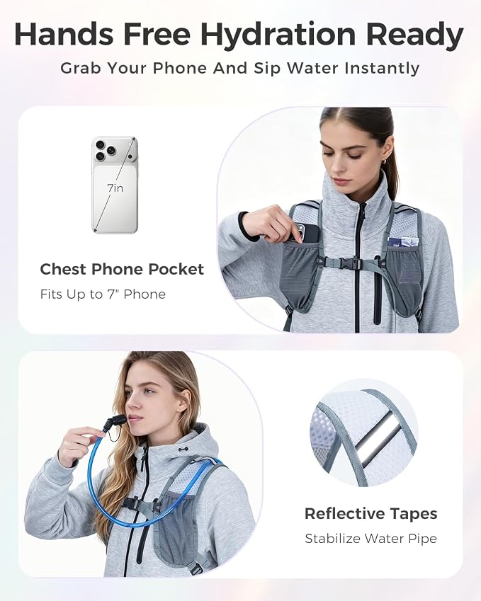 Blue Quartz Rave Hydration Backpack, Reflective Hiking Pack - Image 3