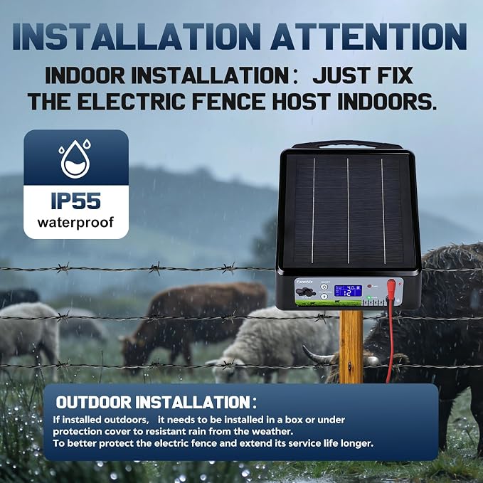 20 Miles Solar Electric Fence Charger, Adjustable Output Voltage: 6/8/10/12kV - Image 5