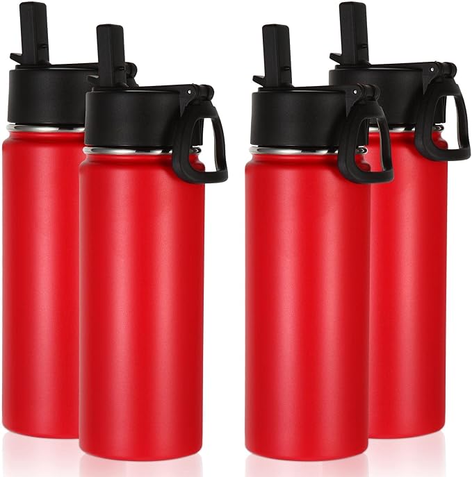 Volhoply 18oz Insulated Water Bottle Bulk 4 Pack, Kids Stainless Steel Water by LiveFully%EF%BC%8CDrinkFreely%E2%80%94KeepGoingwithVolhoply%EF%BC%81