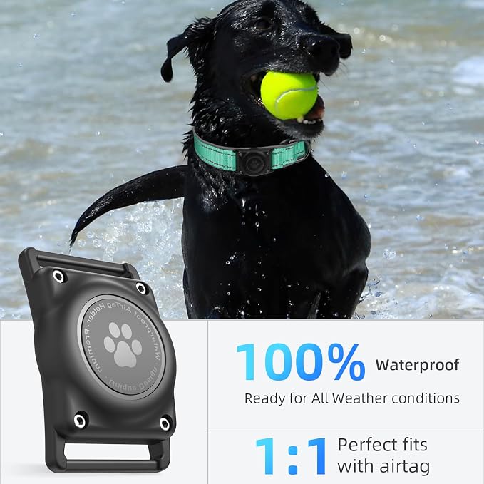 Upgrade AirTag Dog Collar, IP68 Waterproof Air Tag Dog Collar Holder, Reflective - Image 2
