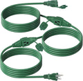 BN-LINK 25 ft Outdoor Extension Cord w/3 Inline Outlets 16/3 Gauge, SJTW Green by BN-LINK