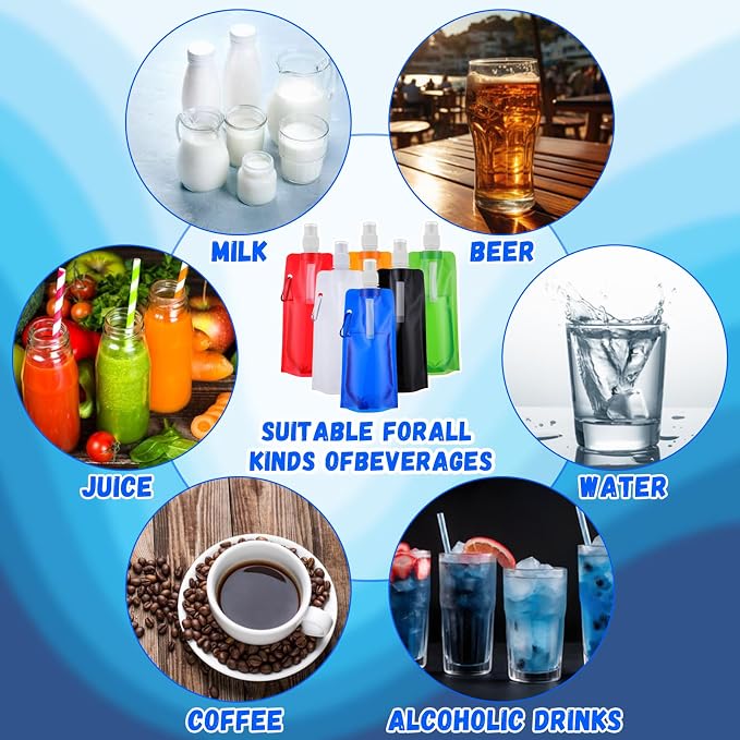 Teenyyou 24 Pack Collapsible Water Bottles Bulk 16oz Foldable Water Bottles - Image 6