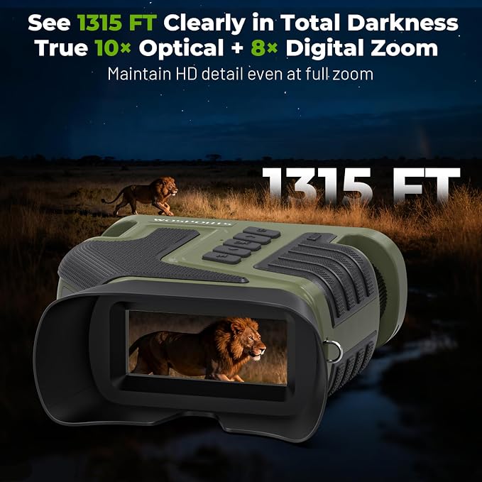 WOSPORTS 4K Night Vision Goggles, 64GB TF Card, 1315FT Infrared Night Vision - Image 2