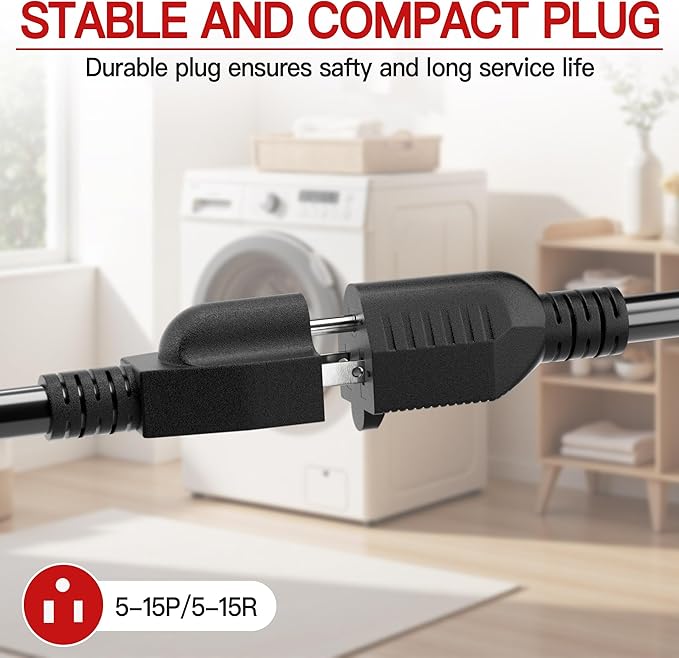 16/3 Short Extension Cord 1 FT 2 Pack, Indoor 3 Prong Power Cable, Suitable - Image 4