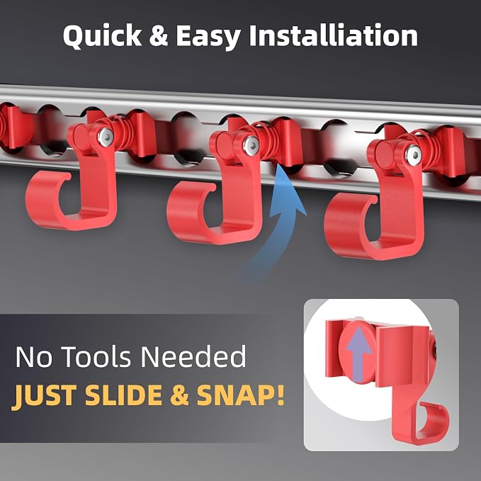 4 Pack L Track Hooks with Single Stud Fitting, Spring-Loaded Adjustable Gear - Image 4
