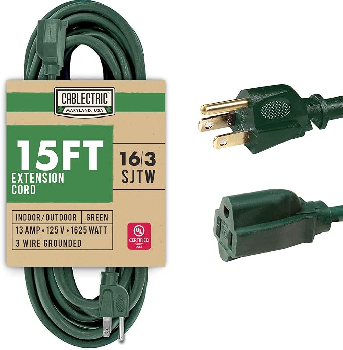 Outdoor Extension Cord 15 Ft by Cablectric