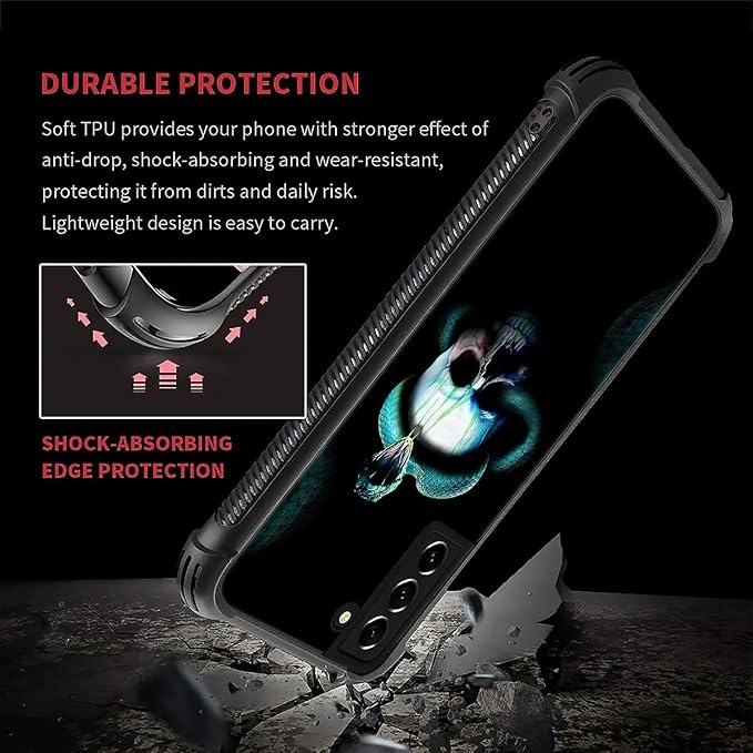 for Samsung Galaxy S21 Plus Case, Skeleton Winding Snake Pattern Graphic Design - Image 2