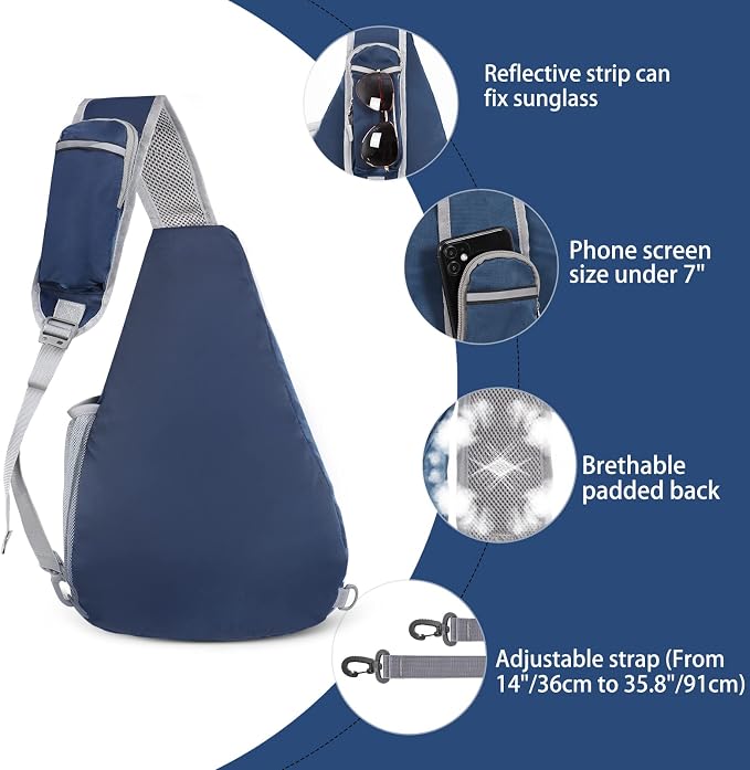 ZOMAKE Sling Bag, Small Crossbody Sling Backpack, Water Resistant Shoulder - Image 3