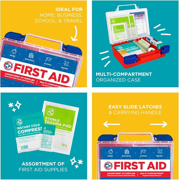 Be Smart Get Prepared 180 Piece First Aid Kit: Clean, Protect Minor Cuts - Image 5
