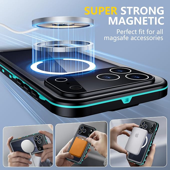 Red2Fire for iPhone 17 Pro Case Waterproof, Phone Case 6.3" Blue/Clear - Image 4