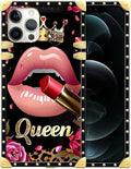 Compatible with iPhone 12 Pro Max Case, Glitter Red Rose Queen Leopard Lipstick by Unknown