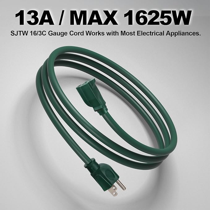 EP 2 Pack 10FT Green Outdoor Extension Cord, 16/3 SJTW Heavy Duty Waterproof - Image 7