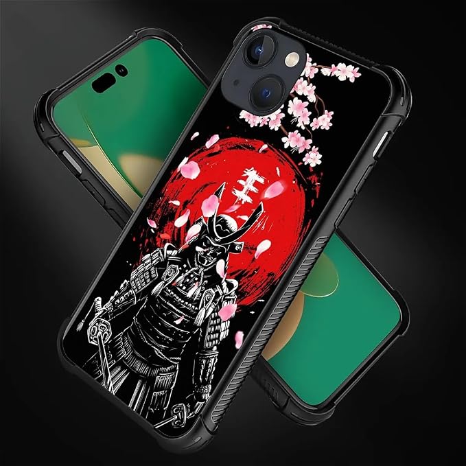 for iPhone 14 Case, Sakura Japanese Samurai Pattern Graphic Design Girl Boy - Image 3