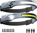 Headlamp Rechargeable LED 230° Wide Beam, USB-C Lightweight Head Lamp, Long by HyperDolphin