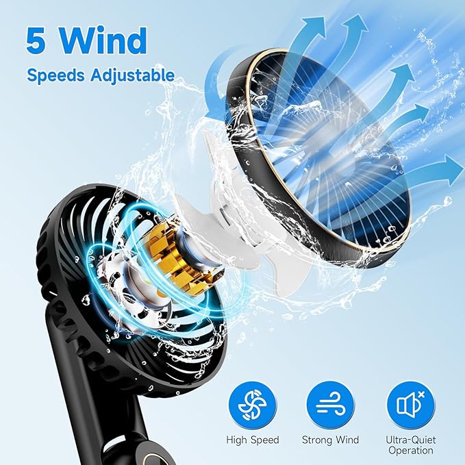 Portable Handheld Fan, 180° Foldable Personal Fans, USB Rechargeable Mini Hand - Image 3
