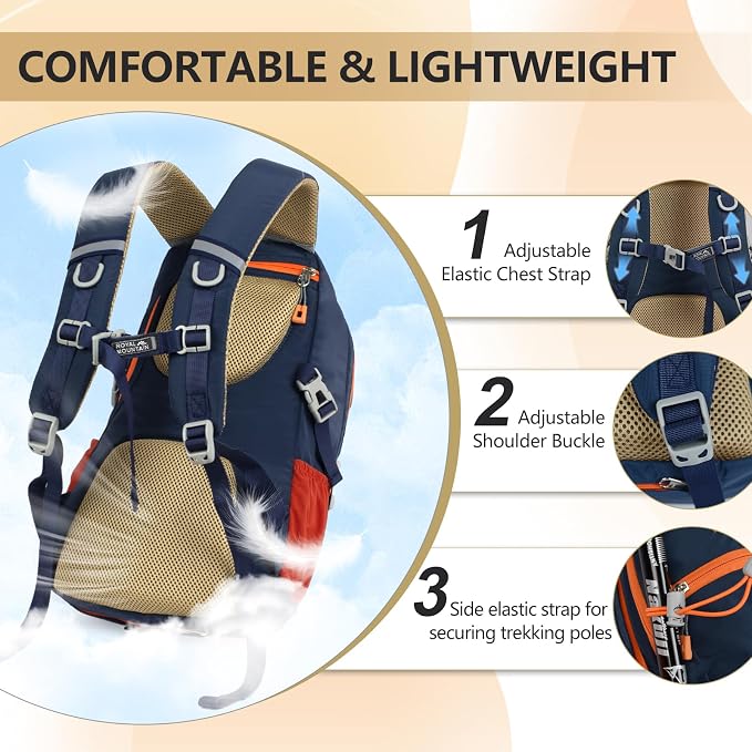 Hiking Backpack With Rain-cover, 30L Travel Backpacks - Image 5