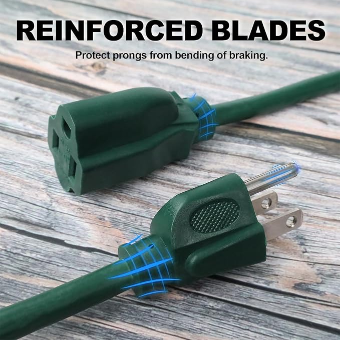 EP 15FT Green Outdoor Extension Cord, 16/3 SJTW Heavy Duty Waterproof, 3 Prong - Image 3